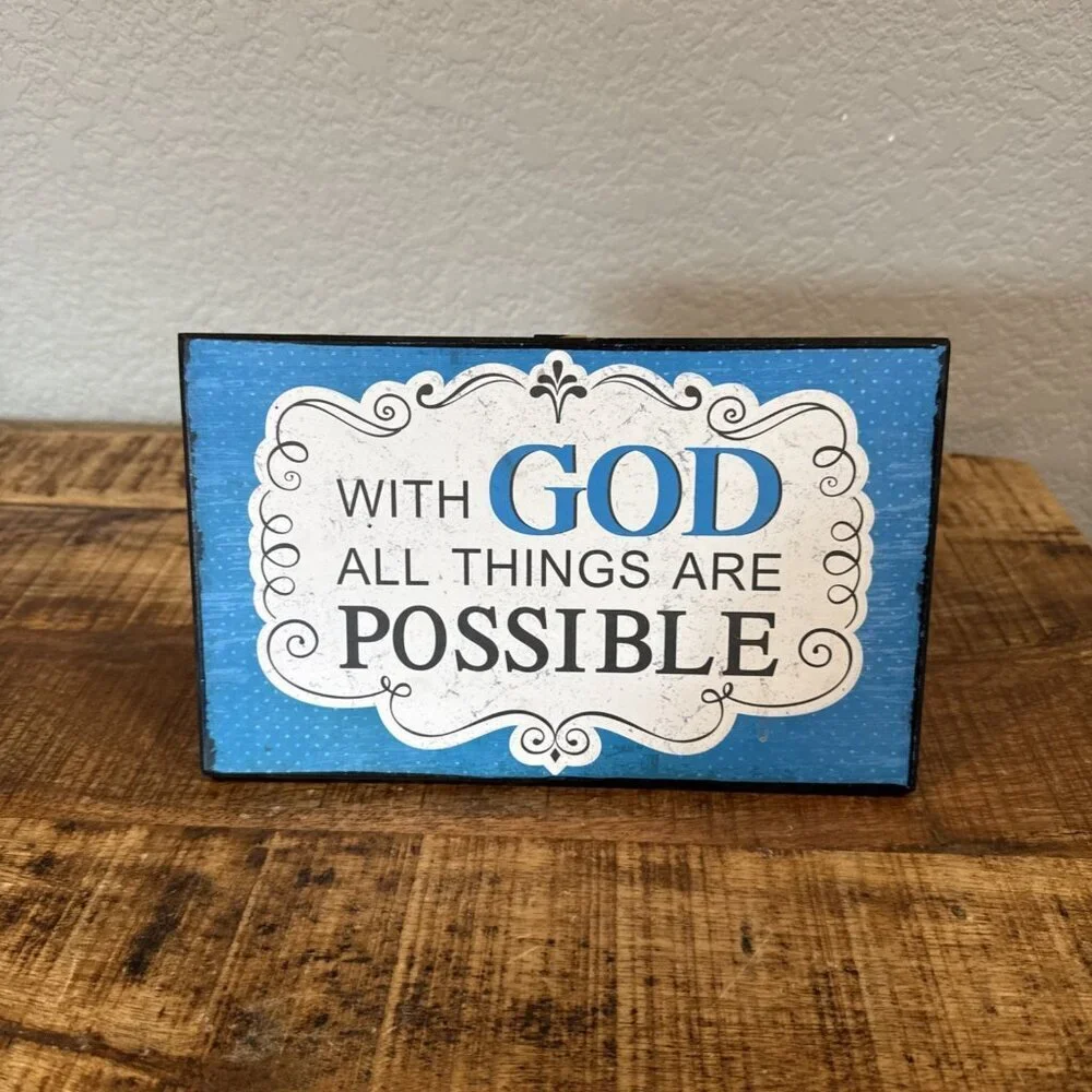 With God All Things Are Possible Rustic Farmhouse Sign Scripture Art Decor Print